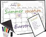 Magnetic Dry Erase Calendar, Notepad, and Adjustable Photo Frame for Kitchen Refrigerator – Monthly Magnetic Fridge Calendar Board Planner with Two Markers and Eraser