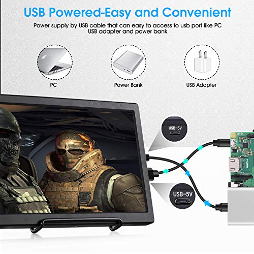 Basense 11.6 Inch 1920X1080 FHD IPS Portable Gaming Monitor with Double HDMI USB(5v) Powered for Raspberry Pi PS3/P34/XBOX ONE S & Home Security System Built-in Speaker