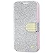 Asmyna HTC Desire 510 Glittering MyJacket Wallet Carrying Case with Diamante Belt - Retail Packaging - Silver