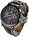 YouYouPifa Fashion Men's Business Quartz Black Band Watch Leather Strap Quartz Wrist Watch (Orange/Black Dial)