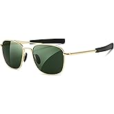 SUNGAIT Premium Military Style Aviator Sunglasses Men Women’s Classic Square Pilot Shades w. Spring Hinge HD Lens