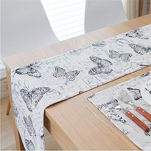wtxinyang Table Runner Simple Modern Fashion Butterfly Cotton Linen Table Decoration Bed Scarf 30X220Cm A
