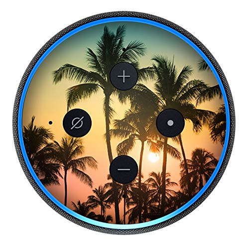 Palm Tree Sunset - Vinyl Decal Skin Compatible with Amazon Echo Dot 3rd Generation Alexa - Decorations for Your Smart Home Speakers, Great Accessories Gift for mom, dad, Birthday, Kids