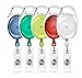 Retractable Badge Holder Carabiner Reel Clip On ID Card Holder Translucent, Pack of 5- Assorted Colors