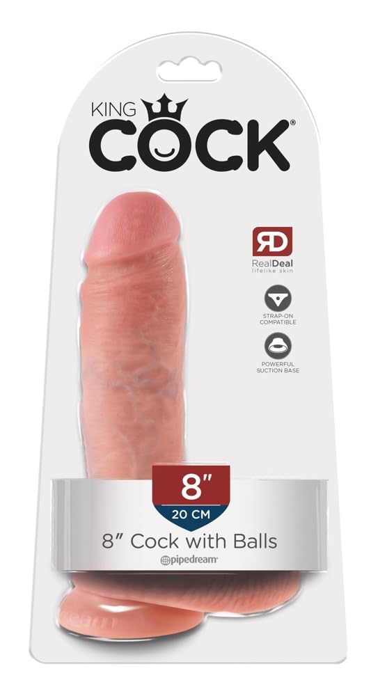 King Cock Flesh Dildo with Balls, 20.3 cm, Flesh