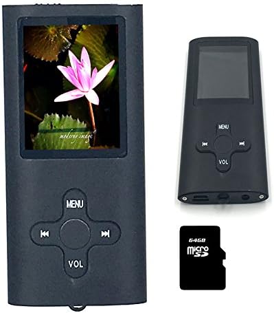 64GB Slim MP3 MP4 Music Player 1.8 inch LCD Screen FM Radio Video Player with accessories (Black)