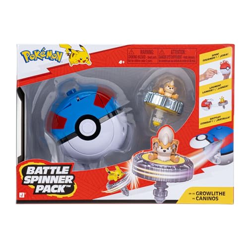 Pack de toupies de Combat Caninos Pokémon - Toupie de Combat avec Lanceur de toupie Super Ball