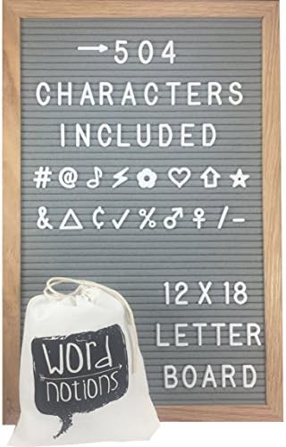 Felt Letter Board | 504 1" Changeable Letters and Characters (12" x 18", Gray)