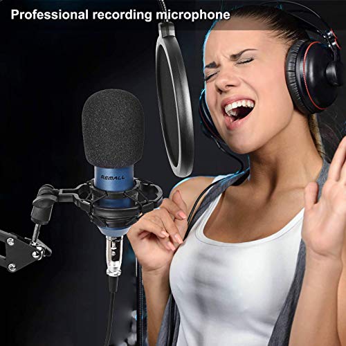 REMALL Recording Microphone, bm 800 Condenser Microphone Kit, USB