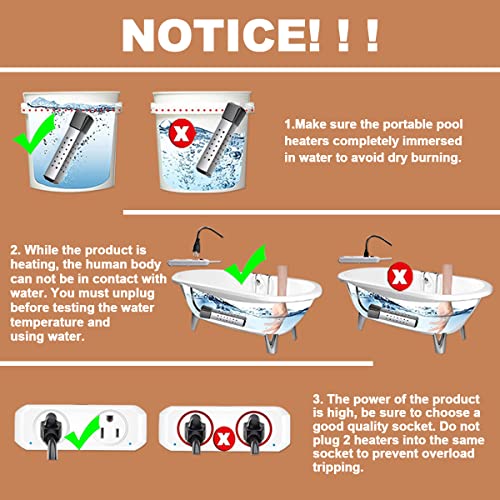 MUFUN Immersion Water Heater, Portable Pool Heater with Thermostat and