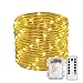 B-right 46ft Rope String Lights, Battery Powered Remote 8 Modes/Dimmable/Timer, Waterproof Decorative Lights for Bedroom Patio Festival Party Garden Tree (Warm White)