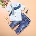 1Set Toddler Kids Baby Boys Short Sleeve T-Shirt Tops+Scarf+Trousers (3T / 3Years)