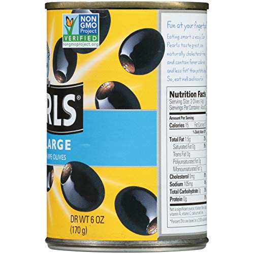 PEARLS 6 OZ. RIPE PITTED EXTRA-LARGE BLACK OLIVES, 12-CANS