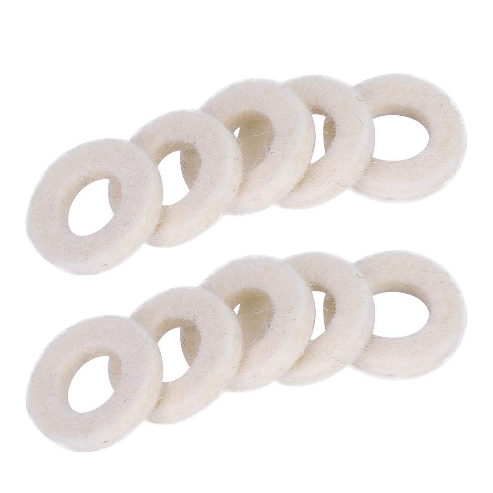 Trumpet Washers Pad, 10 Pcs Trumpet Valve Felt Washers Cushion Pad Brass Trumpets Musical Instrument Accessory (White)