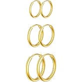 Rumgey Small Hoop Earrings for Women, Lightweight 18K Gold Plated Huggie Hoop Earrings Dainty Hypoallergenic Earring Set Cute Earrings Pack for Women Trendy Jewelry Gifts