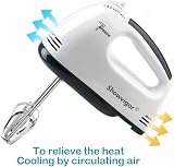 Showvigor 7-Speed Hand Electric Mixer Stainless Steel Attachments WHITE view 3