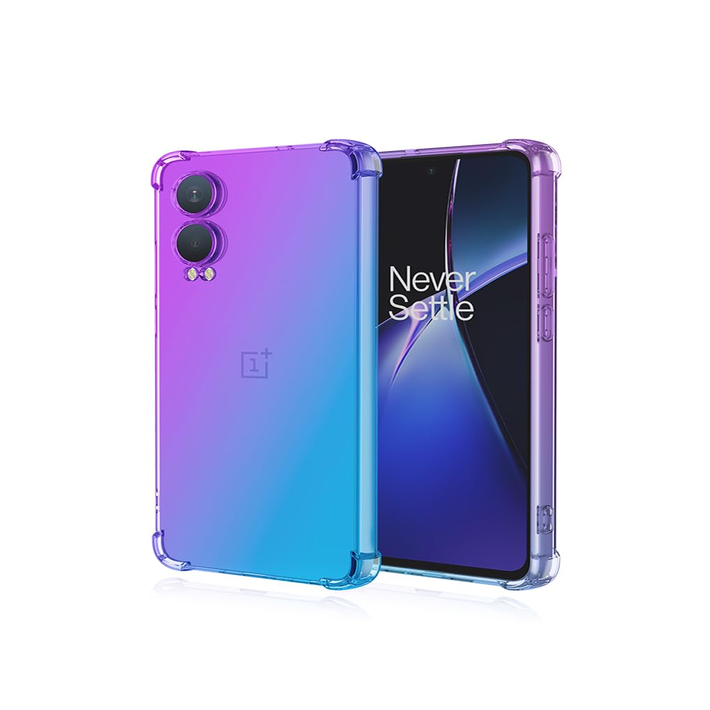 SEAHAI Case for OnePlus Nord CE 4 Lite 5G, Gradient Color Ultra-Slim Crystal Transparent Cover Clear Back [Anti-Yellow] Soft TPU Silicone Shockproof Bumper Cover, Purple/Blue