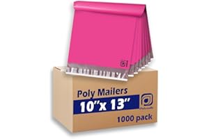 POLYSELLS 1000 pcs 10x13 Inches Pink Poly Mailers Shipping Envelopes, Strong Adhesive Sealing, Waterproof, and Tear-resistant Postal Mailing Bags for Clothing, Books, and Accessories