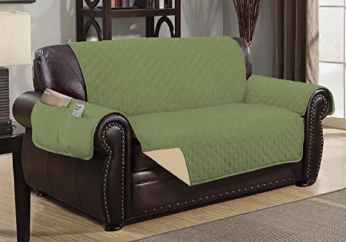 The Original DELUXE HOTEL Reversible and Waterproof Furniture Protector (Loveseat, Sage / Ivory)