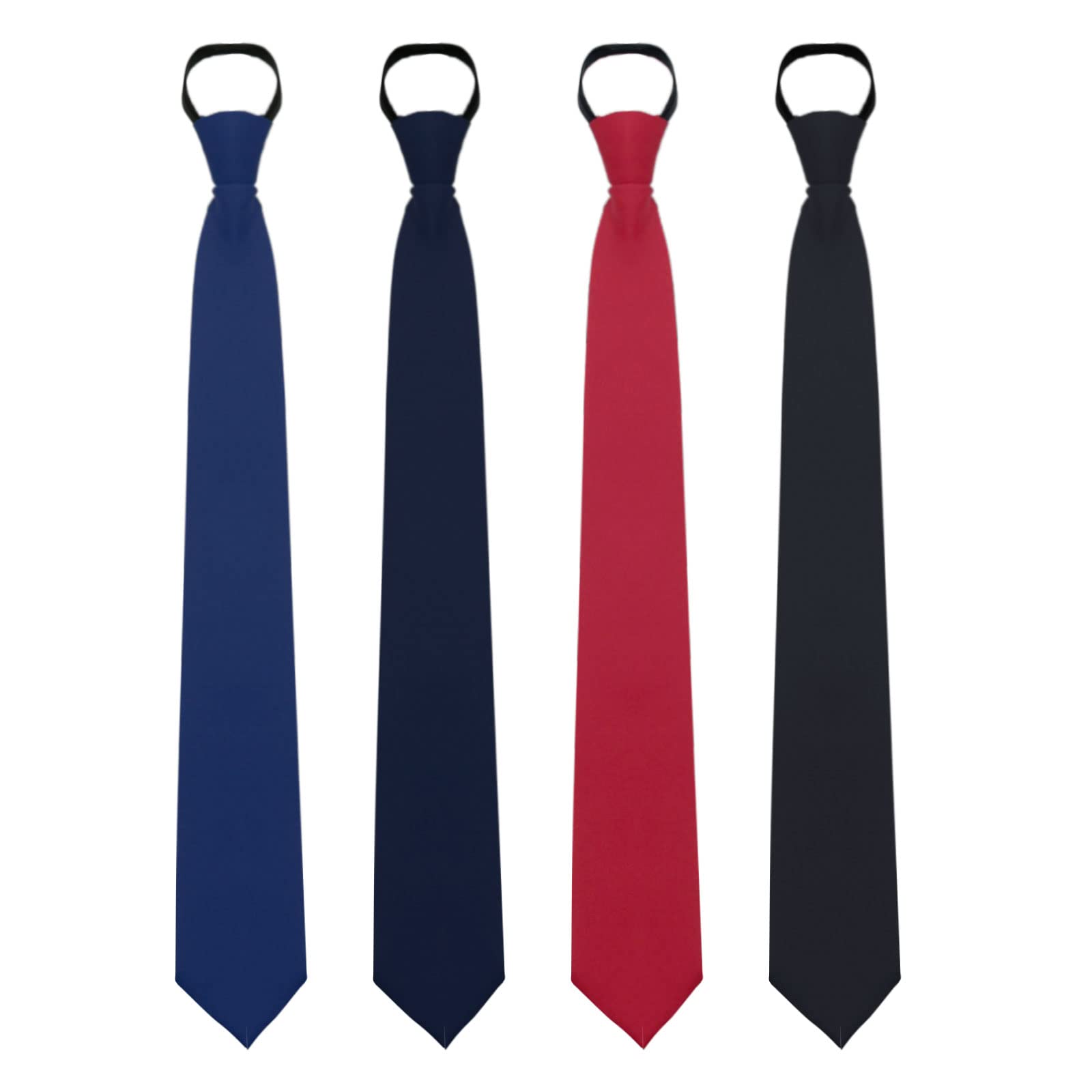 Photo 1 of Mantieqingway 3.15'' Zipper Ties for Men Pre-tied Adjustable Tie, Polyester Silk Clip on Men's Neckties for Wedding Office Graduation School Uniforms, 4 Pcs