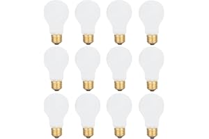 12 Pack 60 Watt A19 E26 Medium Base 130 Volt Incandescent Light Bulbs, Standard Household Bulbs for Ceiling Fan, Bedroom, Liv