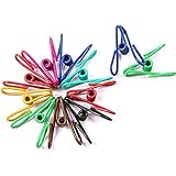 Set of 30 PVC-Coated 2" Multi-purpose Clothesline Utility Clips Steel Wire Clips Clothesline Assorted Colors (Set of 30 Utility Clips)
