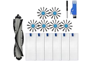 LesinaVac Replacement Parts Kit for Bissell SpinWave Hard Floor Expert Wet and Dry Robot Vacuum(Model:3115),for Bissell EV675 Robot Vacuum Accessory,1 Main Brush,6 Side Brush,6 Hepa Filters