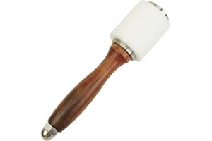 Evwoge Nylon Head Leather Carving Hammer Mallet For Leatherwork Leather Cowhide Sew Club DIY Leathercraft Wooden Mallet Wood Handle (I-Head)