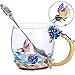 ArtioHipo Tea Cup, Coffee Mug Cups, Glass Coffee Cups Tea Mugs 2018 Handmade Butterfly Rose,12 oz (Rose) Ideal for Friend Wedding Anniversary Birthday Presents