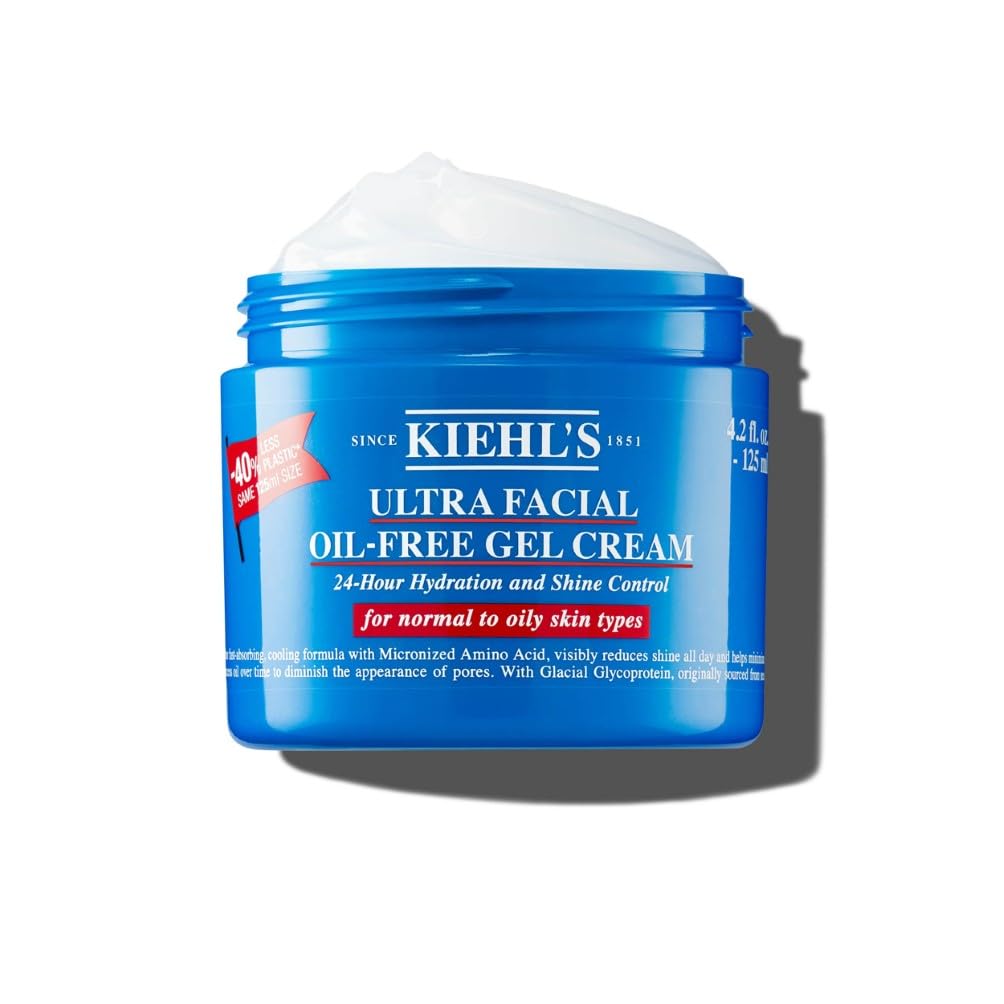 Kiehl's Ultra Facial Oil-Free Gel Cream for Oily to Normal Skin, Non-comedogenic, Alcohol-free, Fragrance-free, 125Ml