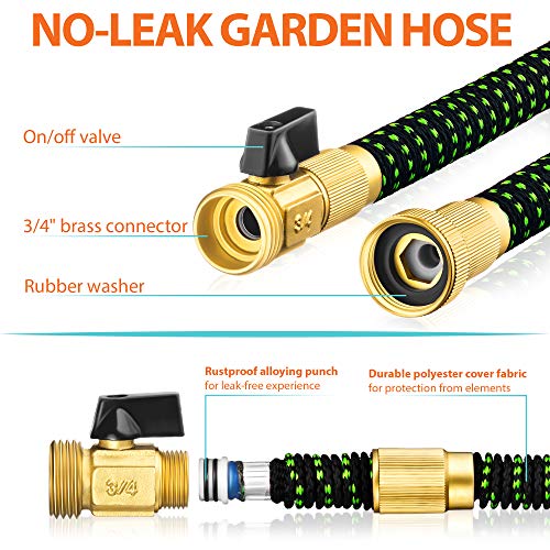 2 in 1 Set Garden Hose 50 ft & Nozzle, Expandable Garden Hose