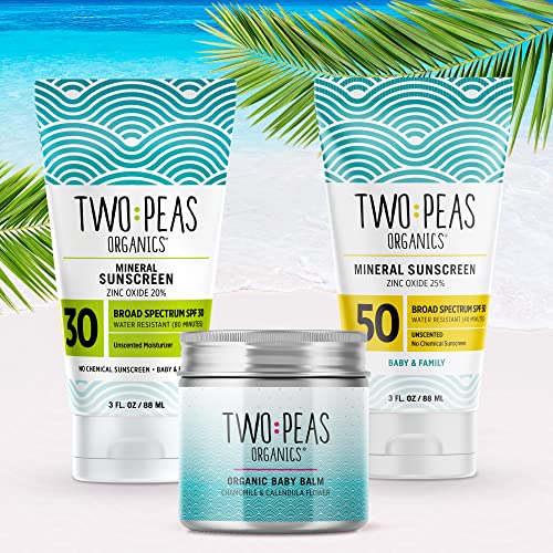 Two Peas Organics All Natural Organic SPF 50 Sunscreen Lotion Coral  Reef Safe Baby, Kid Family Friendl