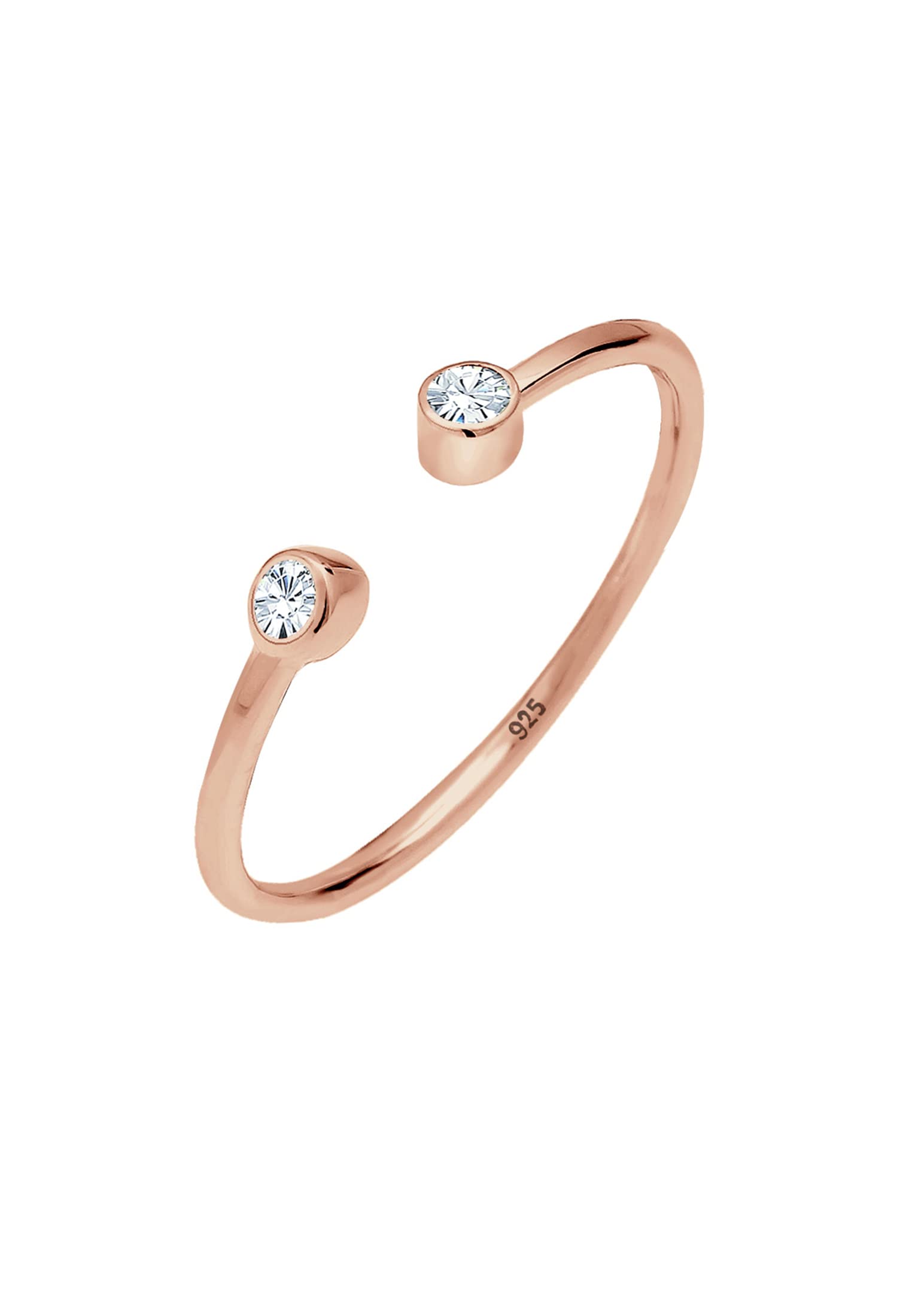 Elli Ring Open Statement with Crystals in 925 Sterling Silver Rose Gold Plated