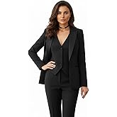 Allingentle Women's Suiting Pantsuit 3 Piece Set Black Wedding Business Office Casual Pant Suits