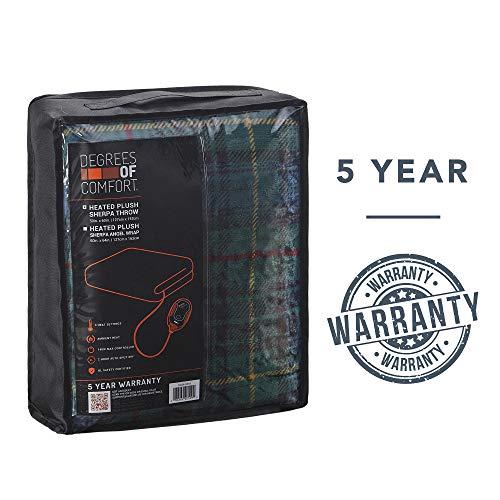 Degrees of Comfort Plush Sherpa Electric Heated Throw Blanket for