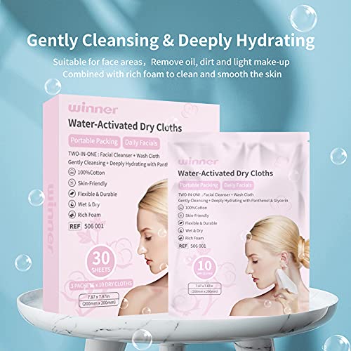 Winner Daily Facials for Clean Sensitive Skin, Disposable Dry Cloths
