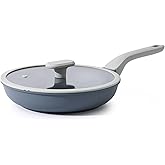 PRICUSIS Nonstick Ceramic Frying Pan with Lid, Non Toxic Skillet, Healthy Egg Pan Nonstick Omelet Pan Chef's Pan, PTFE PFOA & PFAS Free, Induction Compatible (8Inch W/L)