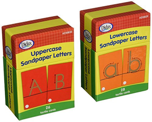 Didax Sandpaper Letters Boxed Set - 54 Tactile Alphabet Cards for Grades Pre-K to 1st - Uppercase & Lowercase Letter Resources for Learning