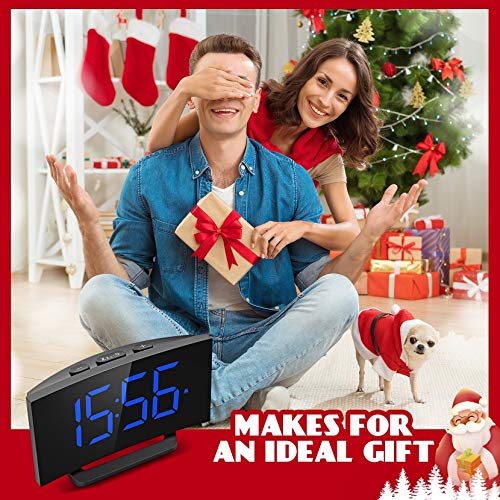 Mpow Digital Alarm Clock, 5'' Curved LED Screen, 6 Brightness, 3 Alarm