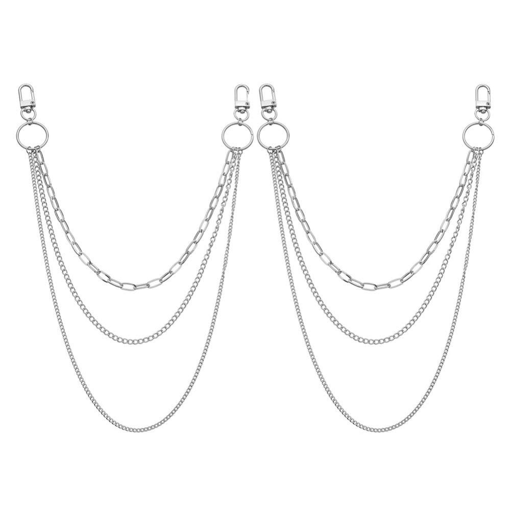 TOYANDONA 2pcs Multilayer Layer Jeans Chain Women Waist Pants Silver Chain Retro Hip Hop Dance Trousers Skirt Chain