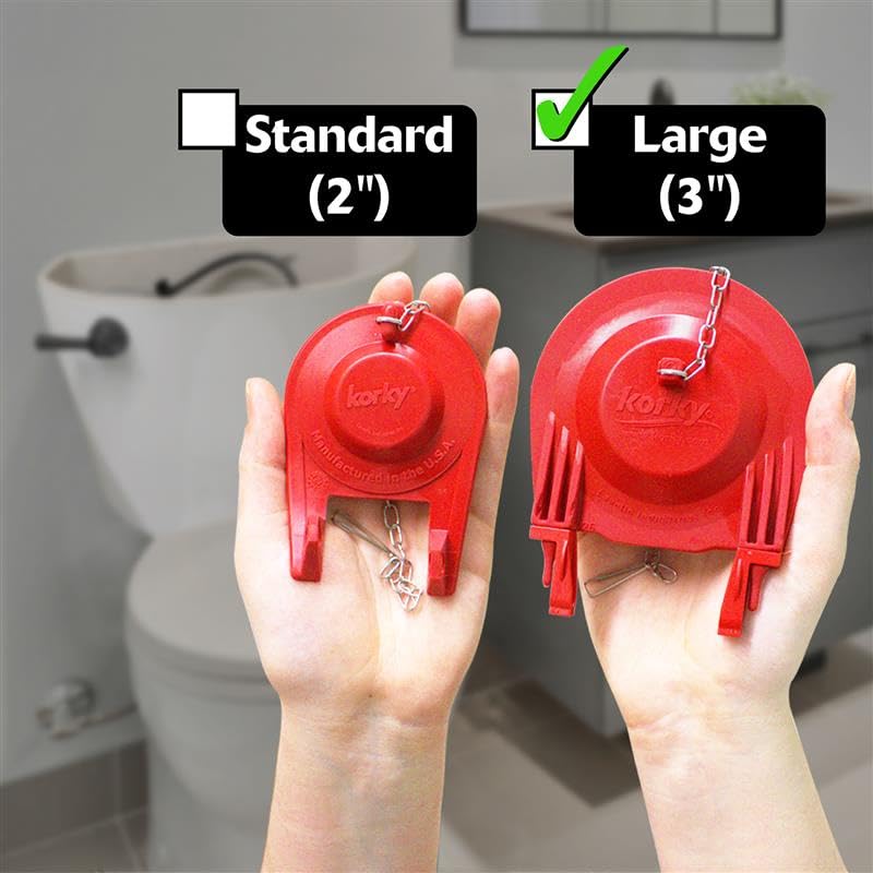 Korky 3060BP Universal Toilet Flapper Replaces Most Large 3-Inch Flappers - Long Lasting Rubber - Easy to Install - Made in USA, Red