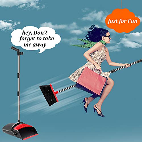 image for Been5le Extendable Broom and Dustpan Set, Self-Cleaning with Dust Pan 