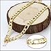 Gold Chain Necklace 7mm Diamond Cut FIGARO Chain 24K 30X Thicker Than Any Overlay USA Made.