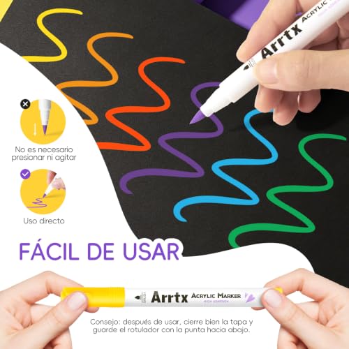 Arrtx 150 Colors Paint Pens, Acrylic Paint Pens for Artists Adults Coloring Drawing Cartoon Anime Comic - Brush Tip for Painting on Rocks, Wood