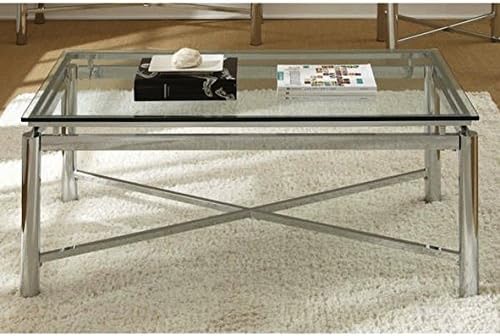 Living Room Silver Chrome and Glass Coffee Table