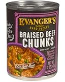 EVANGER'S 776150 12-Pack Hand-Packed Grain Free Braised Beef with Chunks Dinner for Dogs, 12-Ounce
