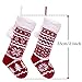 Valery Madelyn 21 inch Traditional Red White Knitted Christmas Stockings Set of 2 with Snowflakes, Christmas Tree and Faux Fur Cuff Design, Themed with Christmas Tree Skirt (Not Included)