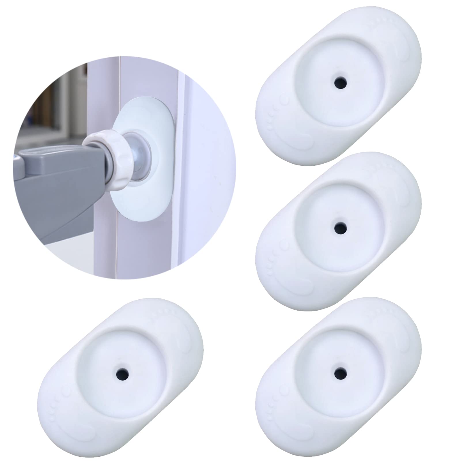 VEGCOO 4 Packs Stair Gate Wall Protector, Safety Stair Gates Extension Wall Saver Wall Guard Protector Pads for Pressure Mounted Gate, Door, Babies & Pets Safety (Off-White)