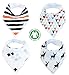Baby Bandana Drool Bibs Organic 4 Pack for Boys and Girls with Snaps, Absorbent Soft Cotton for Teething Feeding Baby Shower Gift Burp Cloth (Black Grey Orange Stripe Unisex) From Lil Dandelion
