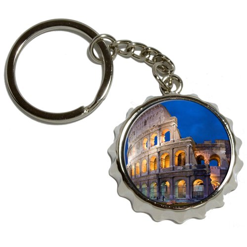 Graphics and More City of Rome Italy - Roman Colosseum - Nickel Plated Metal Popcap Bottle Opener Keychain Key Ring